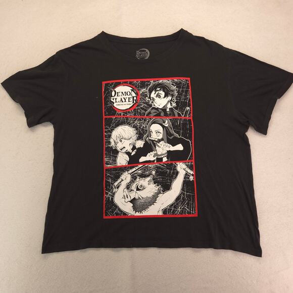 Demon Slayer Anime Short Sleeve Crew Neck Graphic T-Shirt Mens Size 2XL Black - Picture 2 of 9